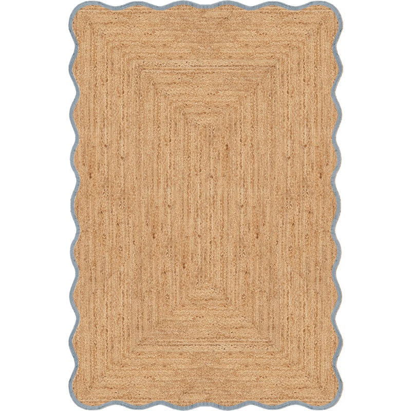 Scallop Jute Rug 200x300 cm, Misty Blue