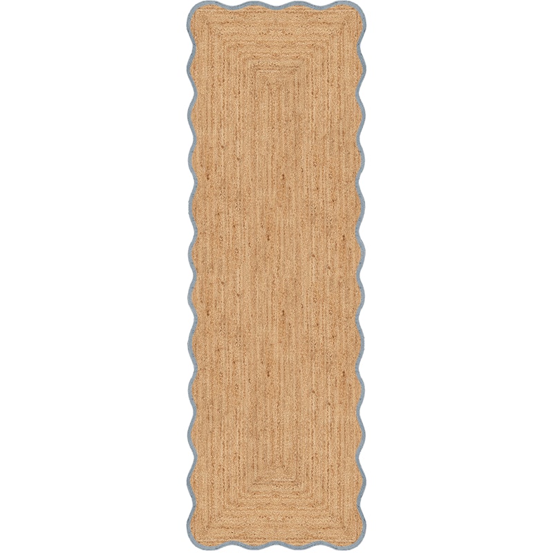 Scallop Jute Rug 75x200 cm, Misty Blue