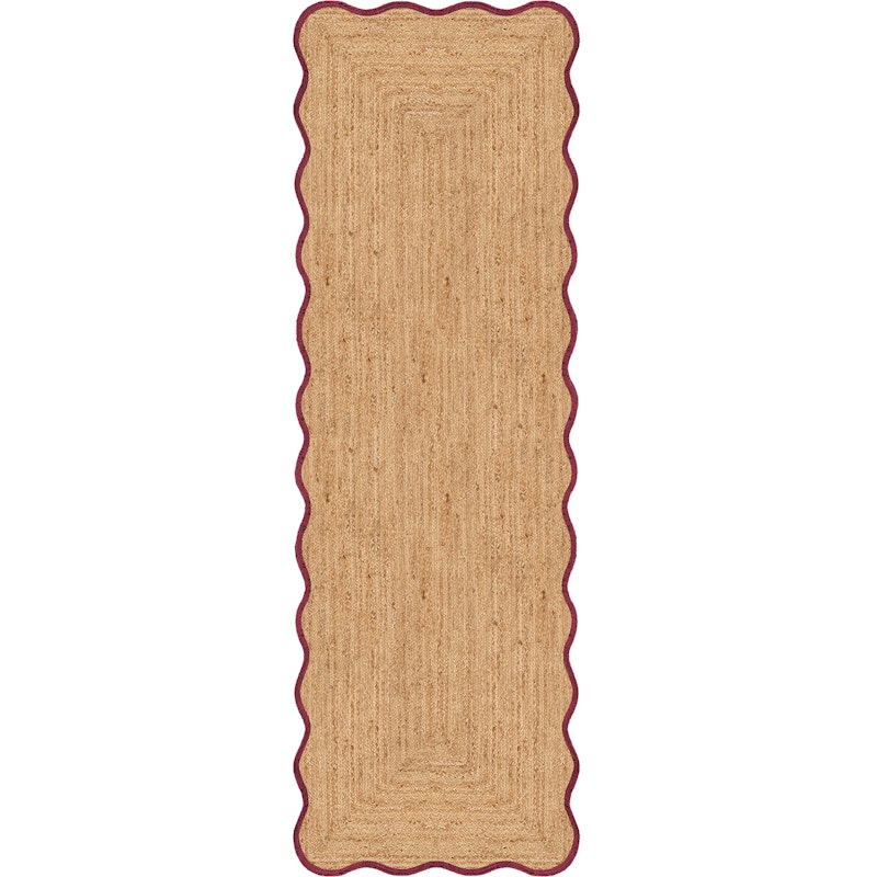 Scallop Jute Rug 75x200 cm, Burgundy
