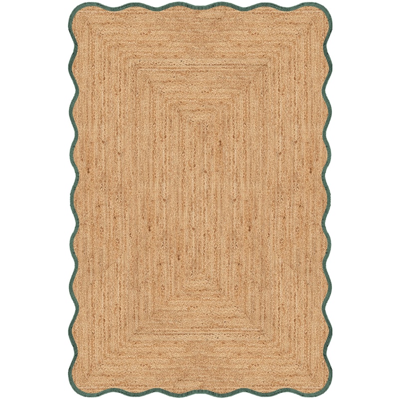 Scallop Jute Rug 250x350 cm, Dark Green