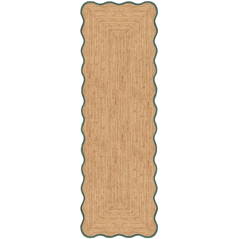 Scallop Jute Rug 75x200 cm, Dark Green
