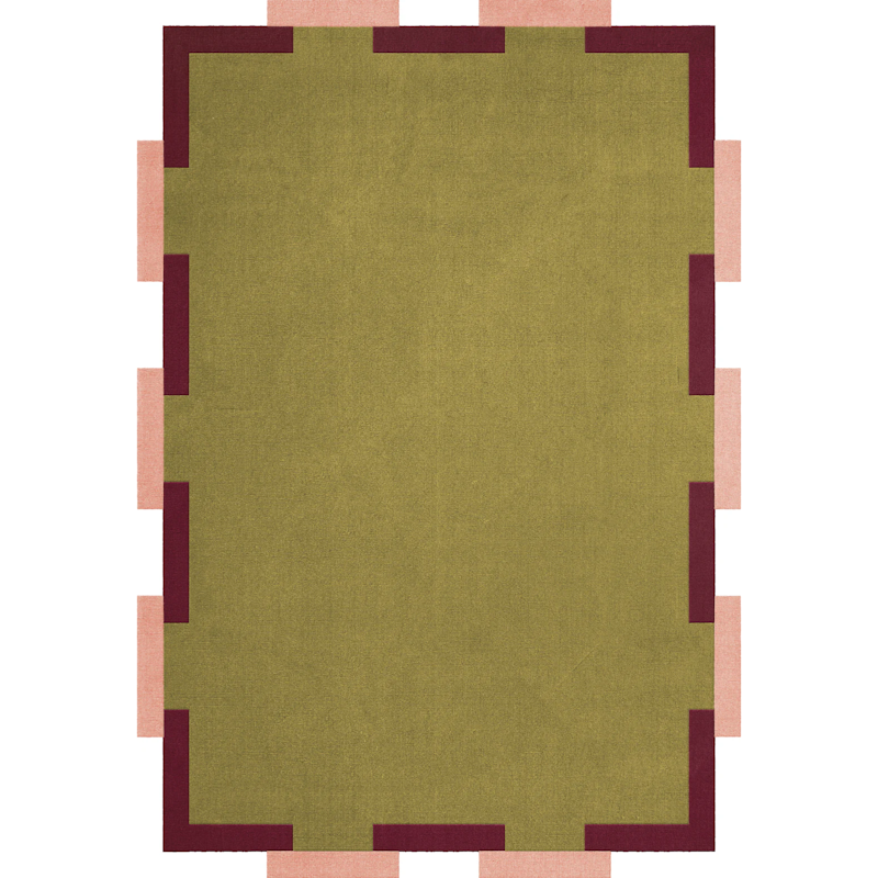 Teklan Fregio Wool Rug 180x270 cm, Olive / Blush