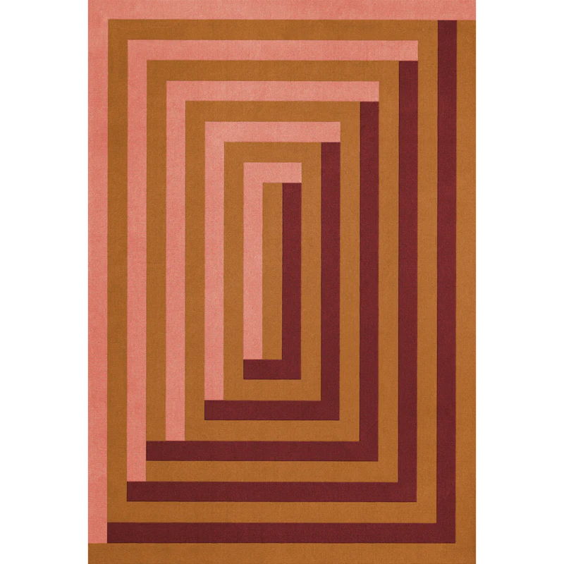Teklan Labyrinth Wool Rug 180x270 cm, Coral / Pink