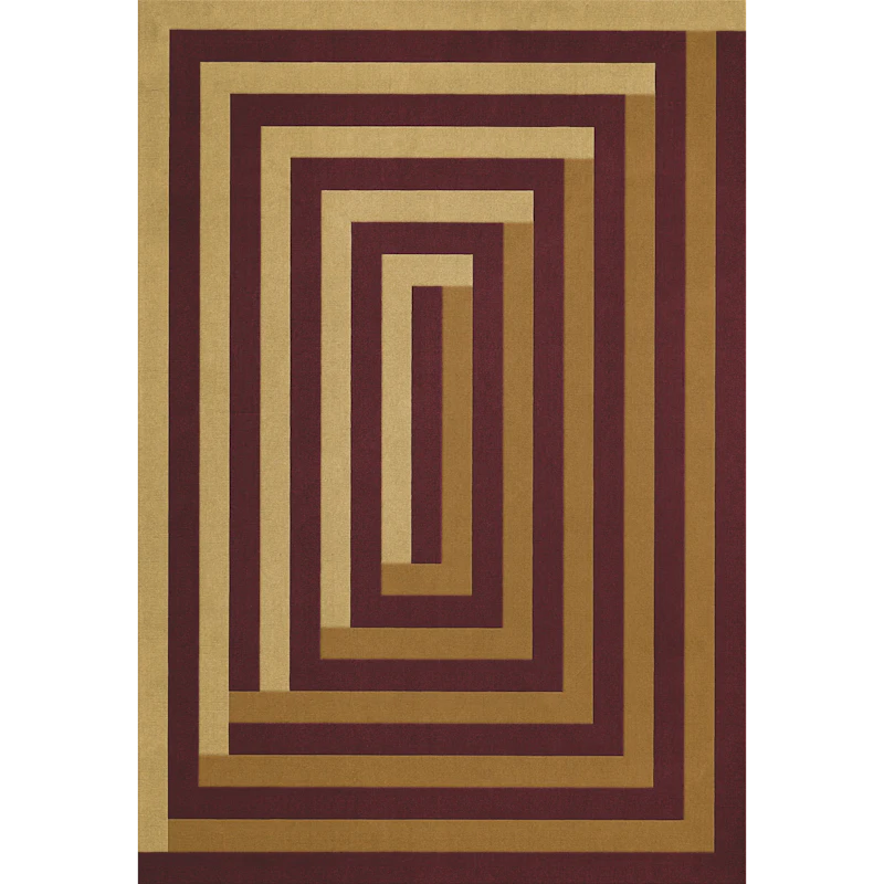 Teklan Labyrinth Wool Rug 200x300 cm, Sand / Mulberry
