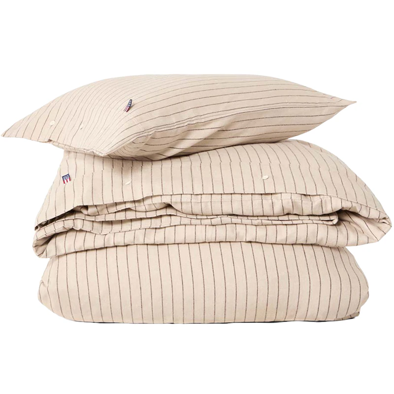 Pinstriped Bed Set 150x210 + 50x60 cm, Beige / Brown