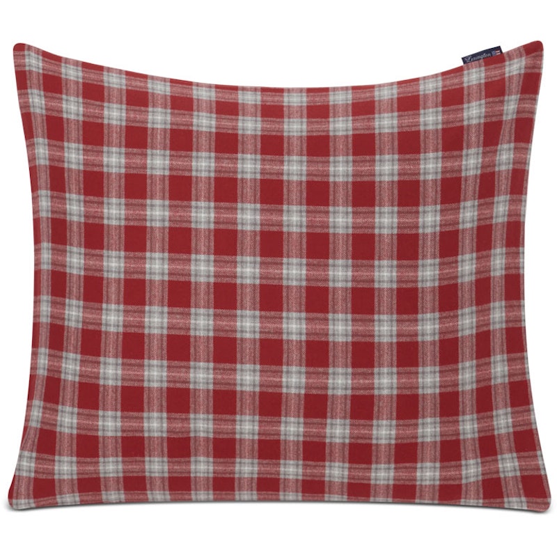 Checked Cotton Flannel Pillowcase 50x60 cm, Grey / White / Red