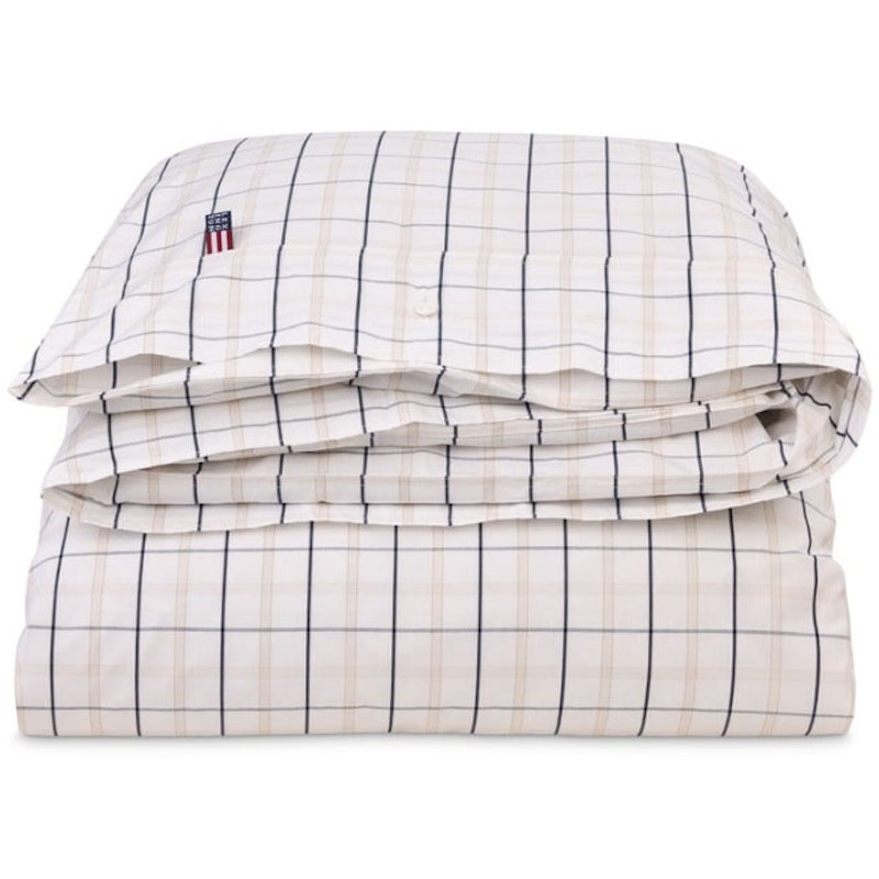 Checked Cotton Poplin Duvet Cover White / Beige / Navy, 150x210 cm