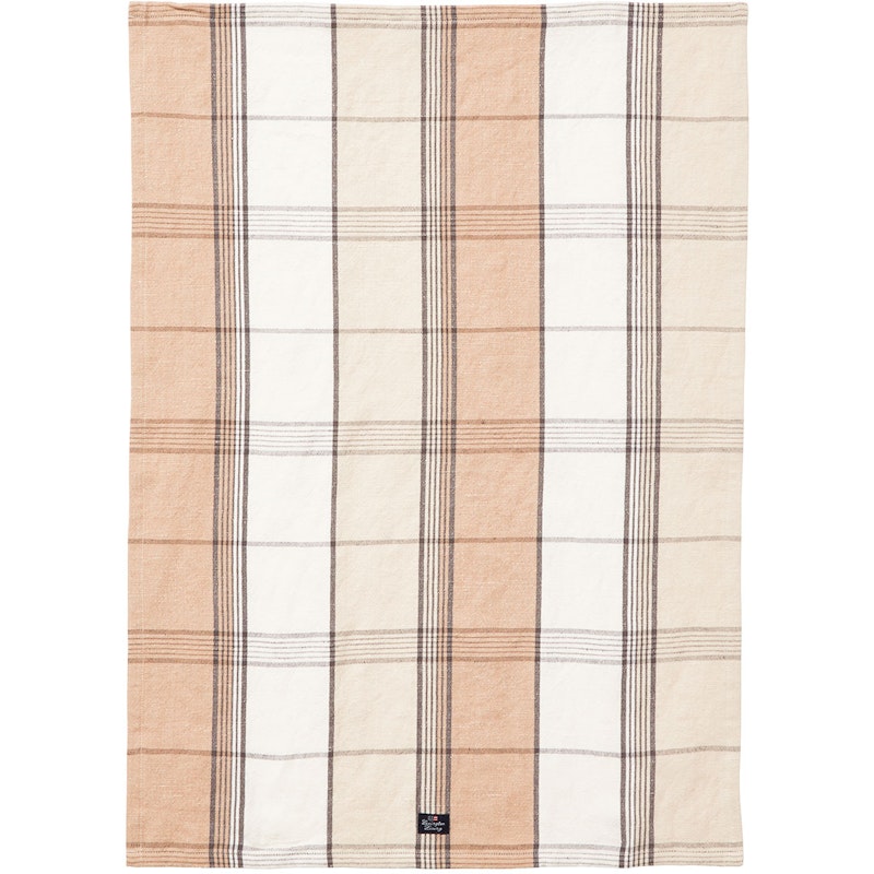 Checked Linen/Cotton Kitchen Towel 50x70 cm, Beige/White