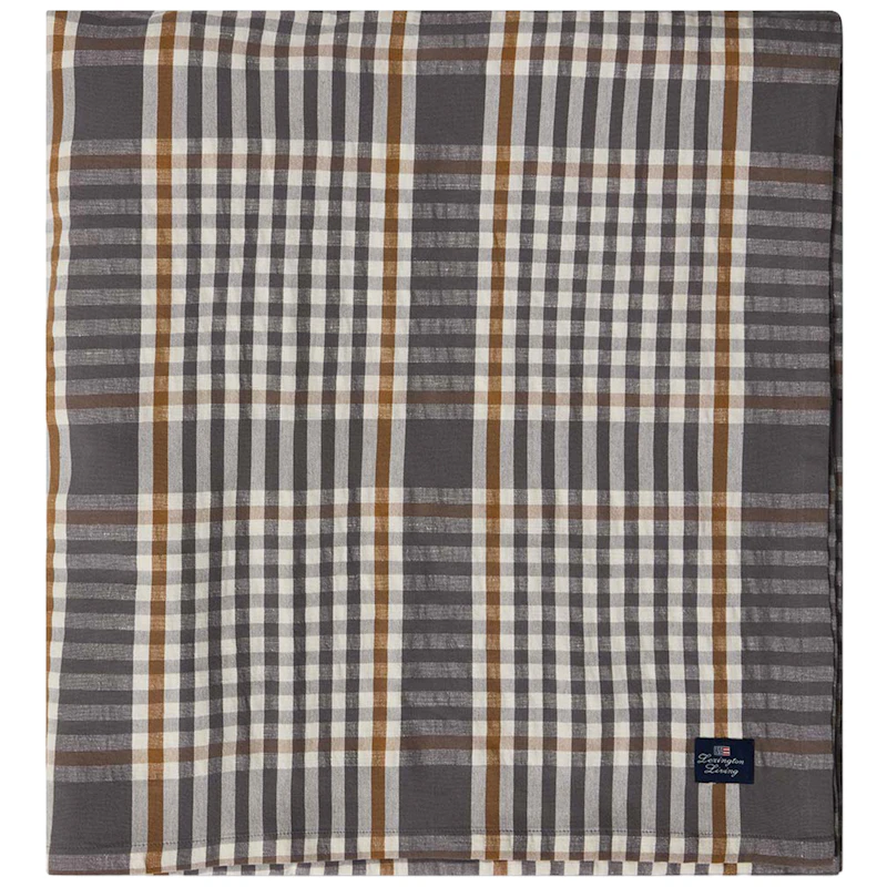 Checked Tablecloth 150x350 cm, Grey / White / Fudge