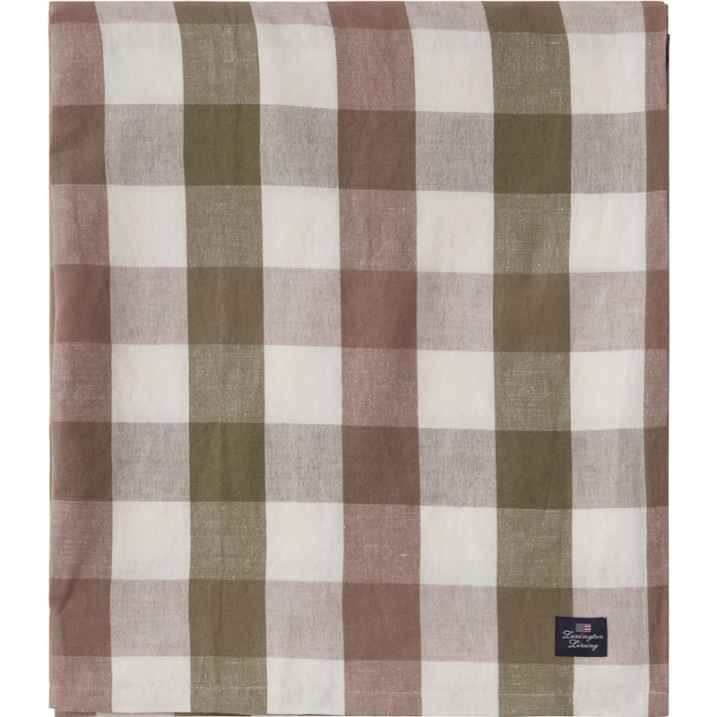 Checked Linen/Cotton Tablecloth 150x250 cm, Brown/Olive