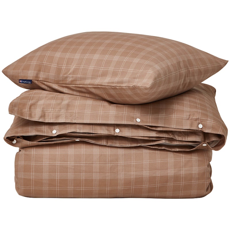 Checked Lyocell/Cotton Bedding Set 150x210 cm, Brown/White