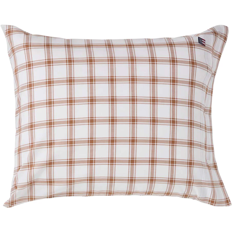 Checked Pillowcase 50x60 cm, White / Fudge