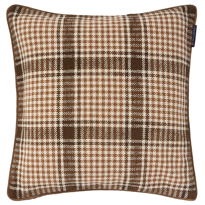 Checked Cushion Cover 50x50 cm, Brown / Fudge / Light Beige