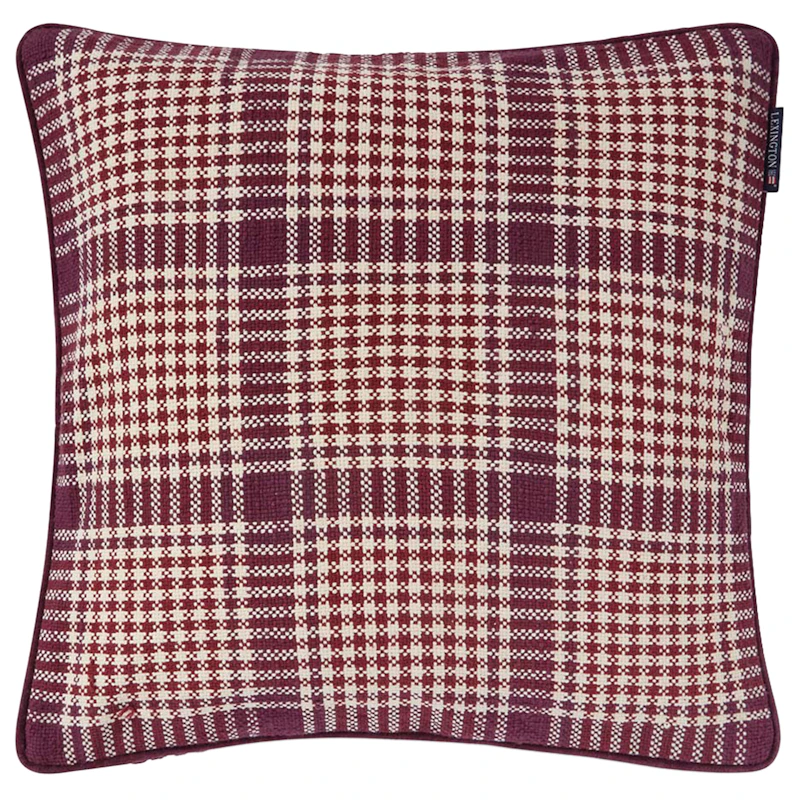 Checked Cushion Cover 50x50 cm, Figs / Burgundy / Light Beige