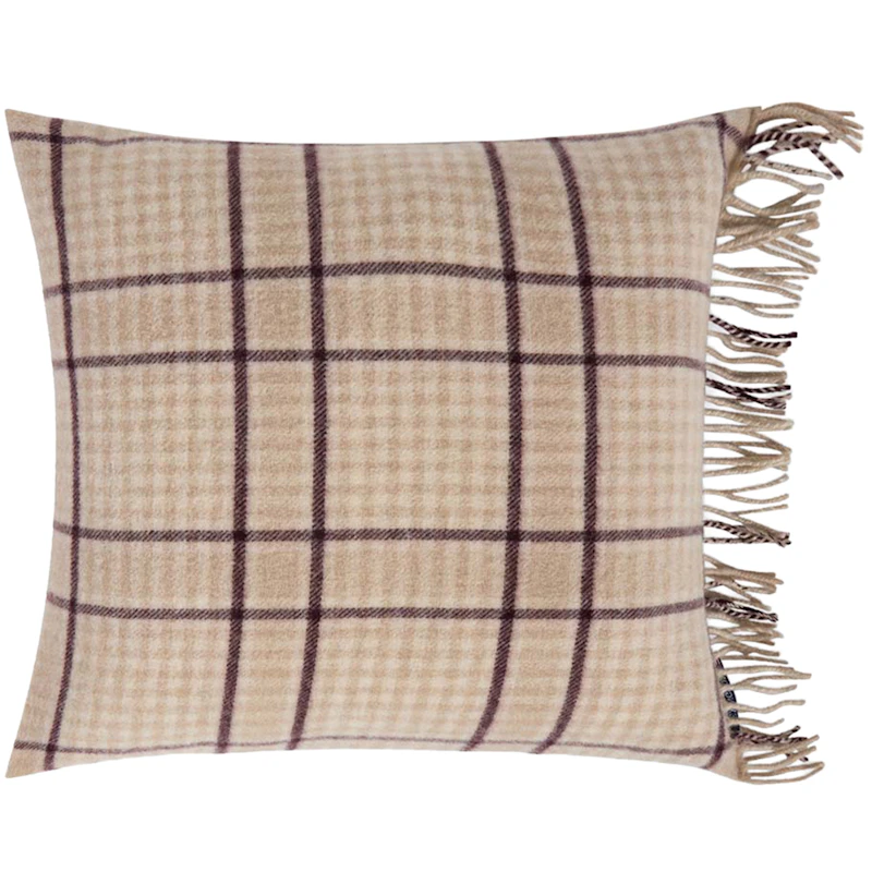 Checked Cushion Cover 50x50 cm, Beige / Figs