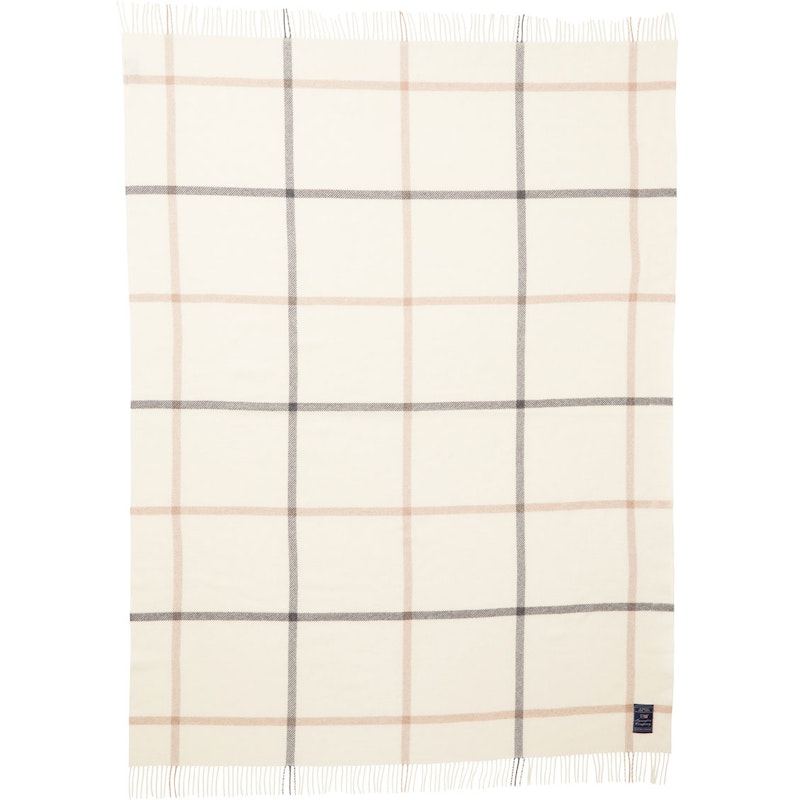 Checked Recycled Wool Throw 130x170 cm, Off-white / Grey / Beige