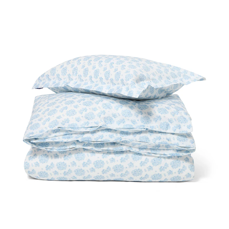Floral Duvet Cover Set With Flower Pattern 220x220 cm, Blue / White
