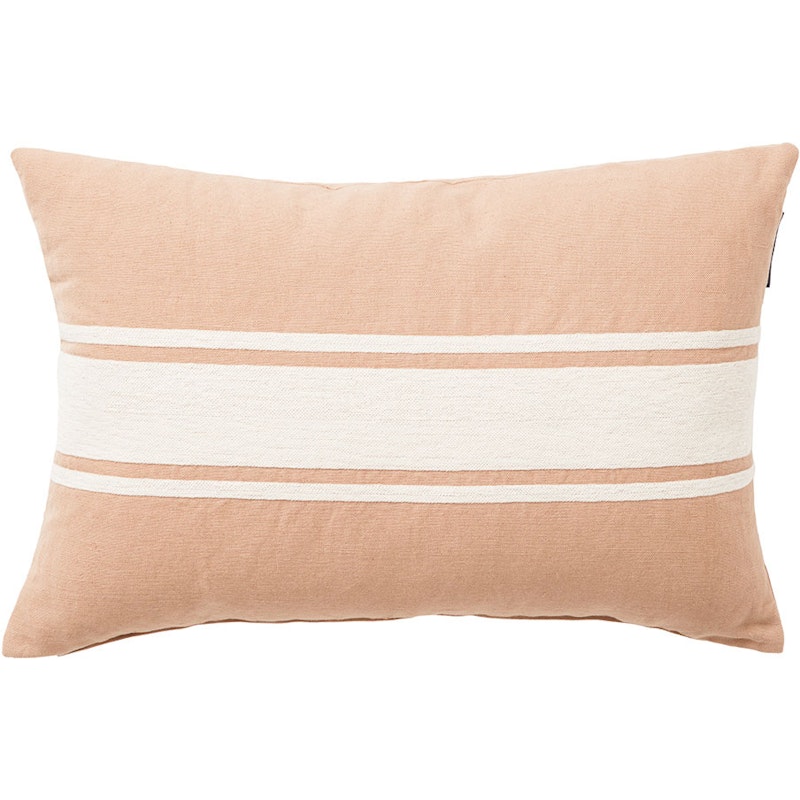 Embroidery Center Striped Linen/Cotton Cushion 40x60 cm, Beige/Off-white