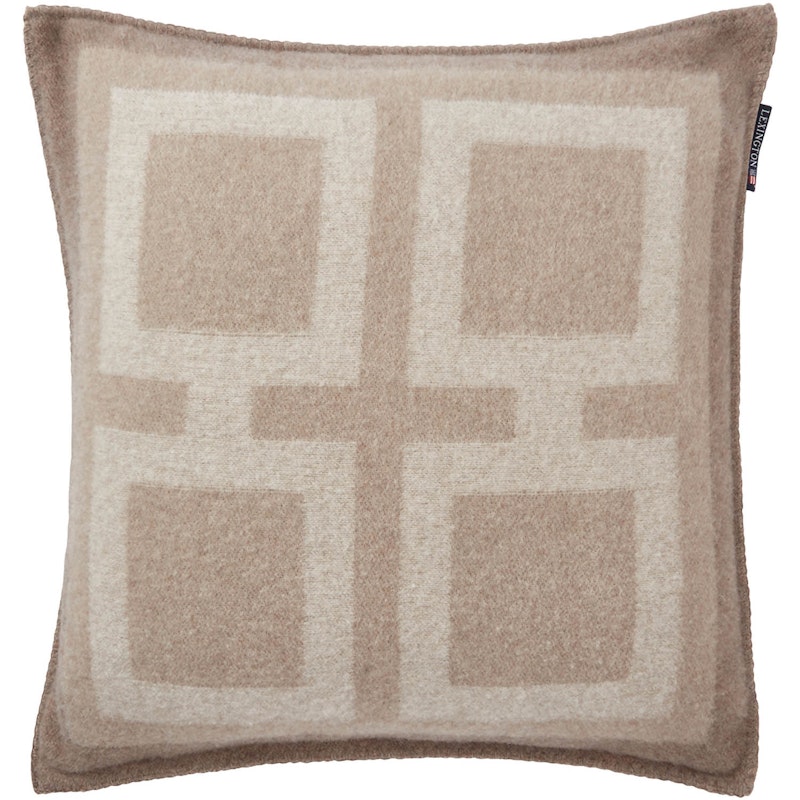 Graphic Recycled Wool Cushion Cover 50x50 cm, Beige/Brown