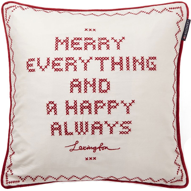 Happy Always Organic Cotton Cushion Cover 50x50 cm, Snow White / Red