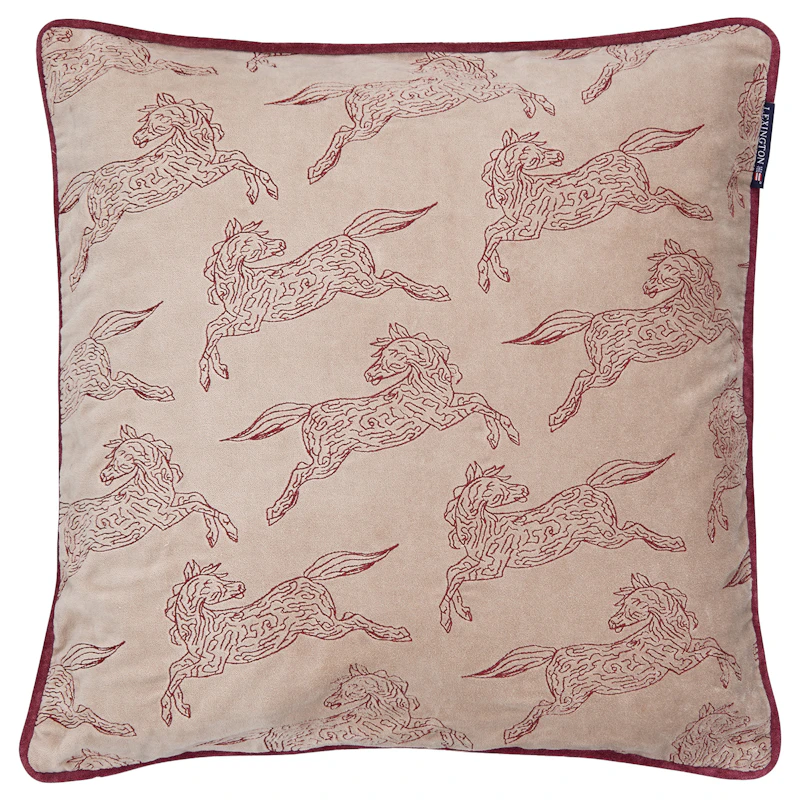 Horses Cushion Cover 50x50 cm, Beige/Burgundy