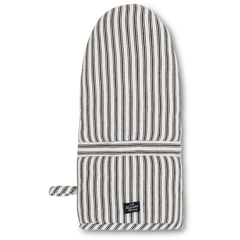 Icons Herringbone Striped Oven Glove, Black