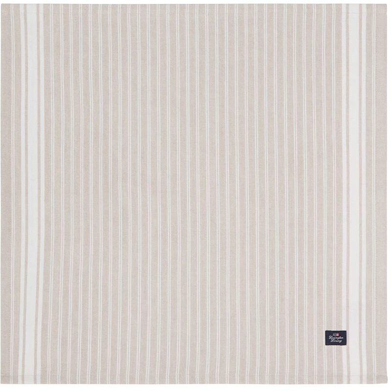 Icons Striped Organic Cotton Oxford Napkin, Beige / White