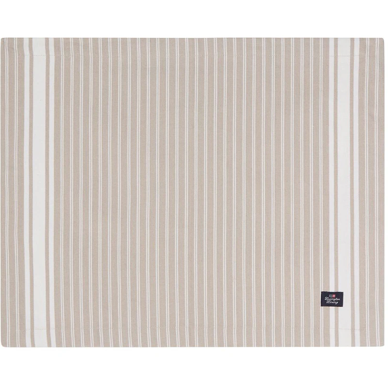 Icons Striped Organic Cotton Oxford Placemat, Beige / White