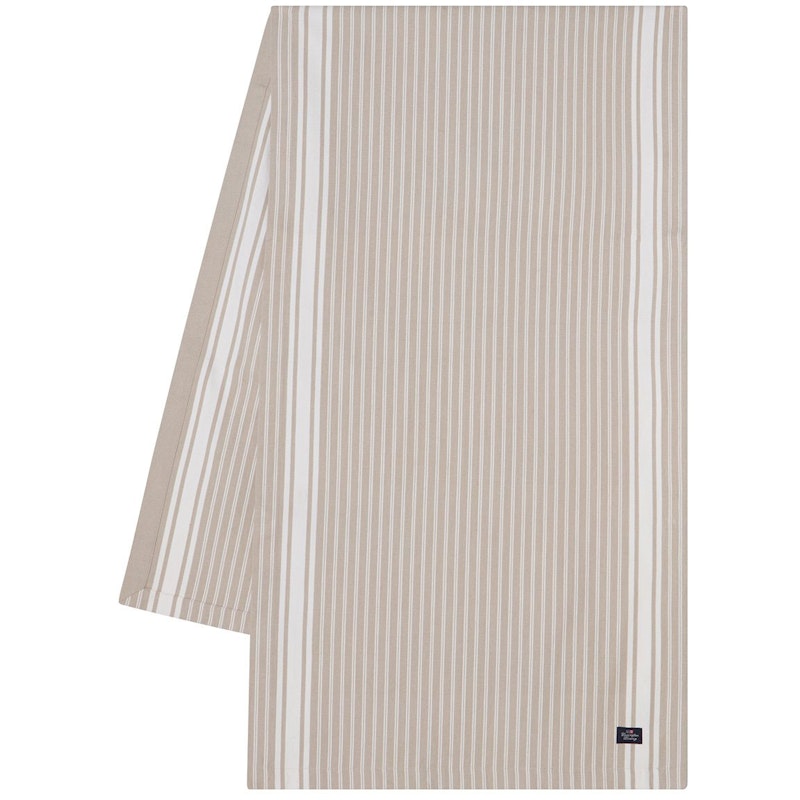 Icons Striped Organic Cotton Oxford Table Runner 50x250 cm, White / Beige
