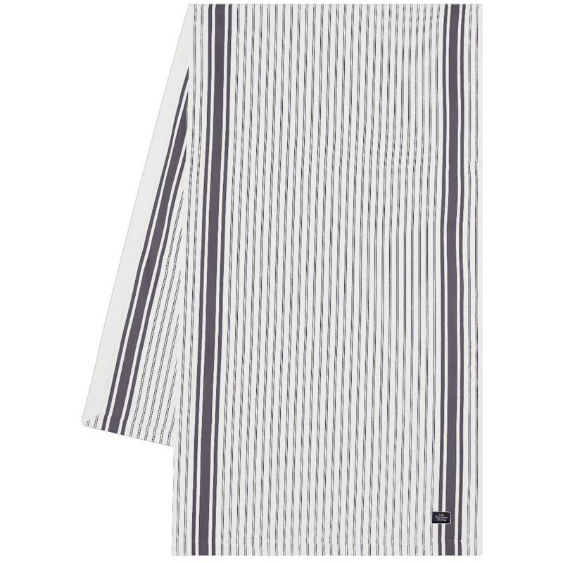Icons Striped Organic Cotton Oxford Table Runner 50x150 cm, White / Dress Blue