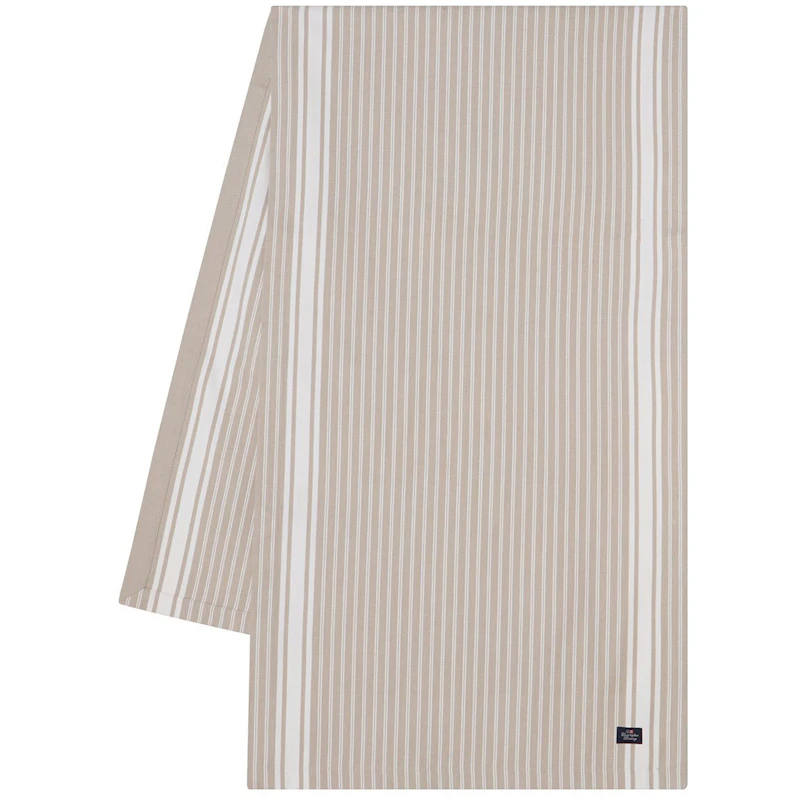 Icons Striped Organic Cotton Oxford Table Runner 50x150 cm, Beige / White