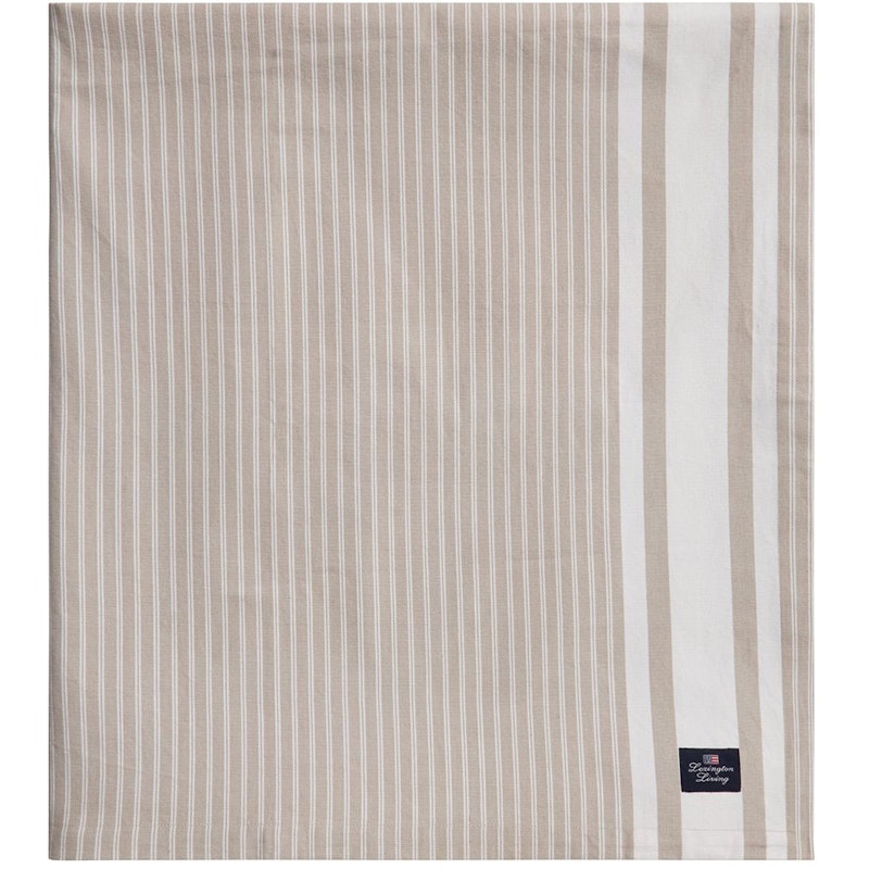 Icons Striped Organic Cotton Oxford Tablecloth 150x250 cm, Beige / White
