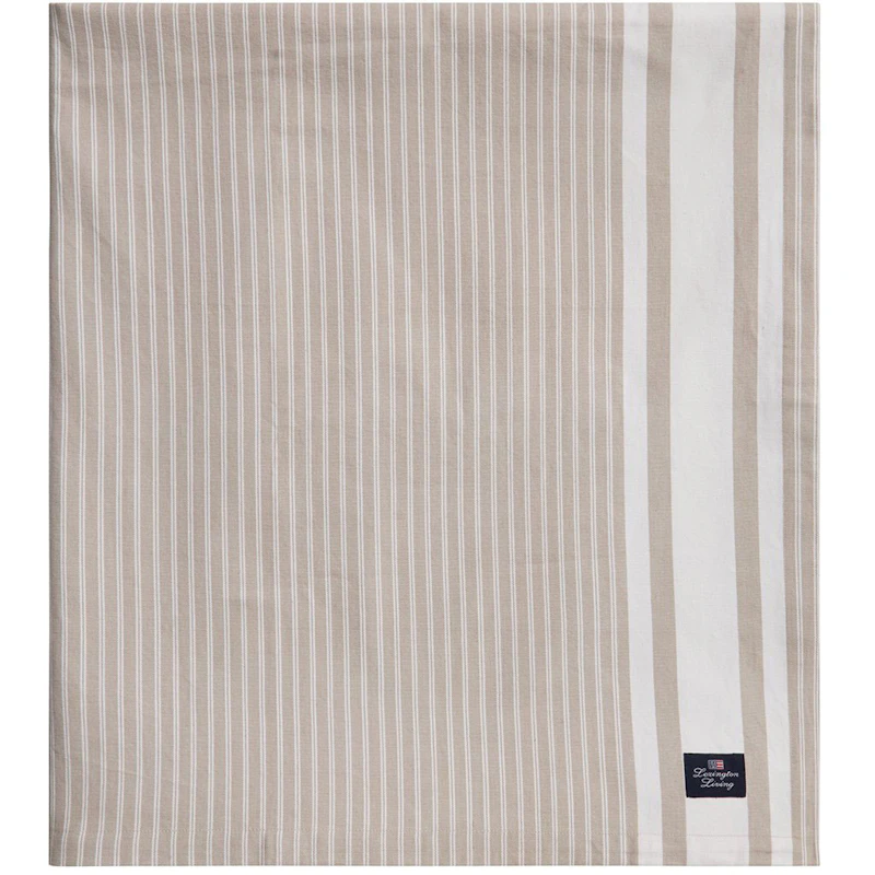 Icons Striped Organic Cotton Oxford Tablecloth 150x350 cm, Beige / White