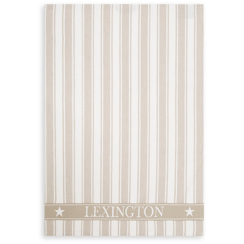 Icons Twill Waffle Striped Kitchen Towel, Beige