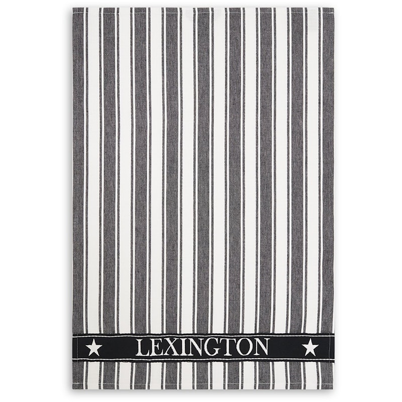 Icons Twill Waffle Striped Kitchen Towel, Black