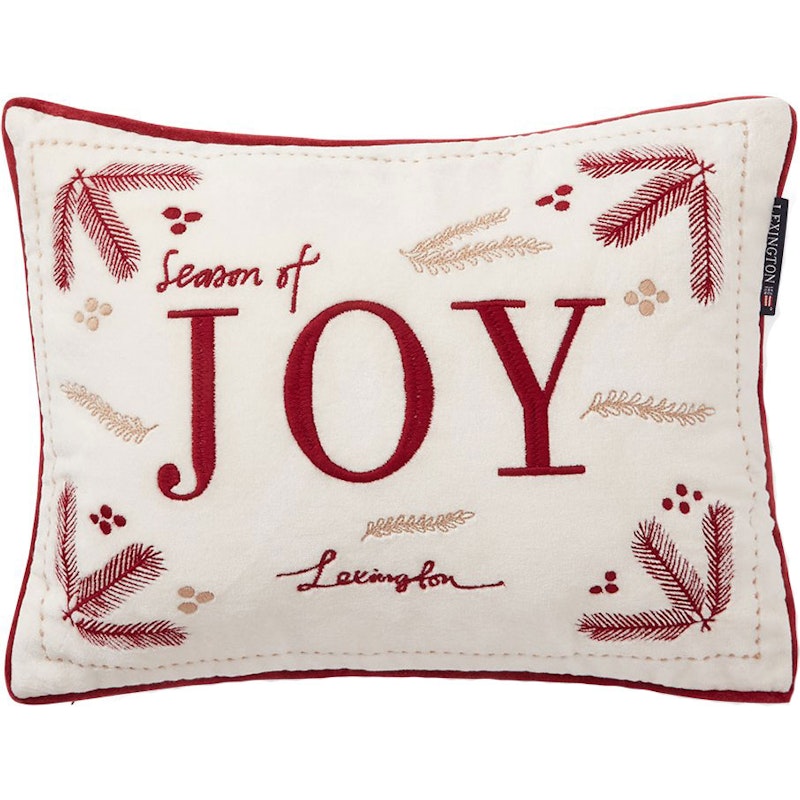 Joy Organic Cotton Velvet Cushion 30x40 cm, Snow White / Red / Beige