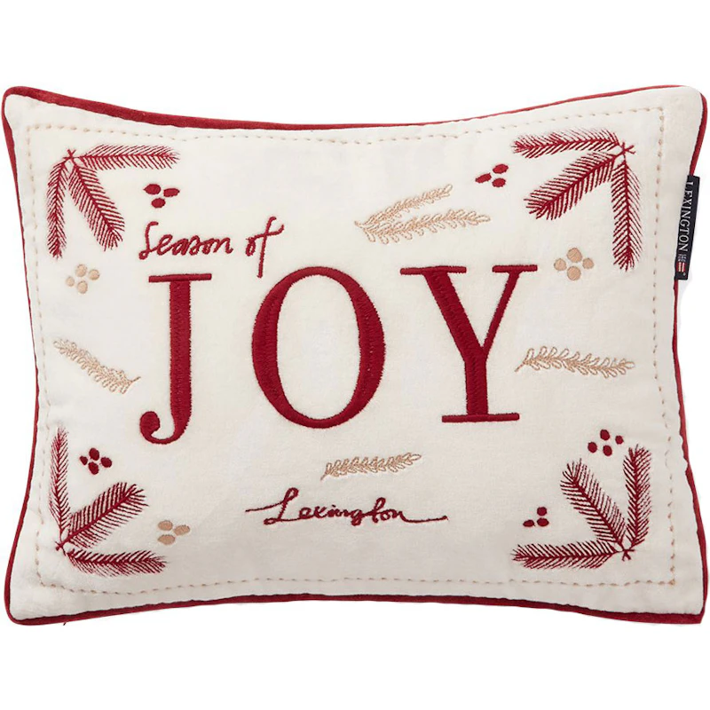 Joy Organic Cotton Velvet Cushion 30x40 cm, Snow White / Red / Beige