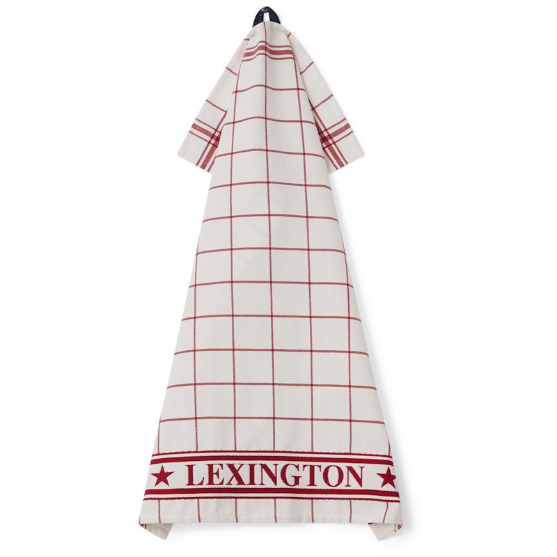 Lexington Checked Organic Cotton Kitchen Towel 50x70 cm, White / Red