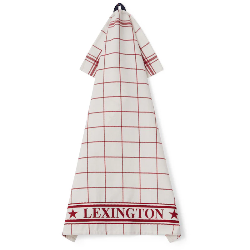 Lexington Checked Organic Cotton Kitchen Towel 50x70 cm, White / Red
