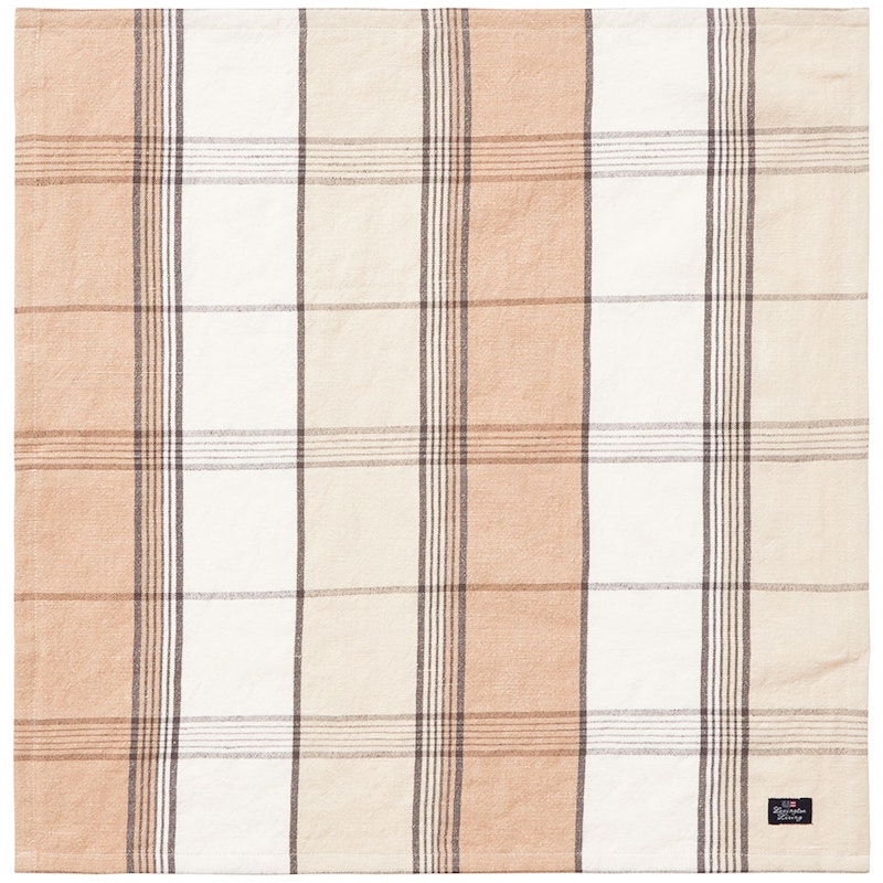 Linen/Cotton Checked Cloth Napkin 50x50 cm, White/Beige