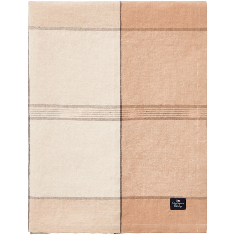 Linen/Cotton Checked Tablecloth White/Beige, 150x250 cm