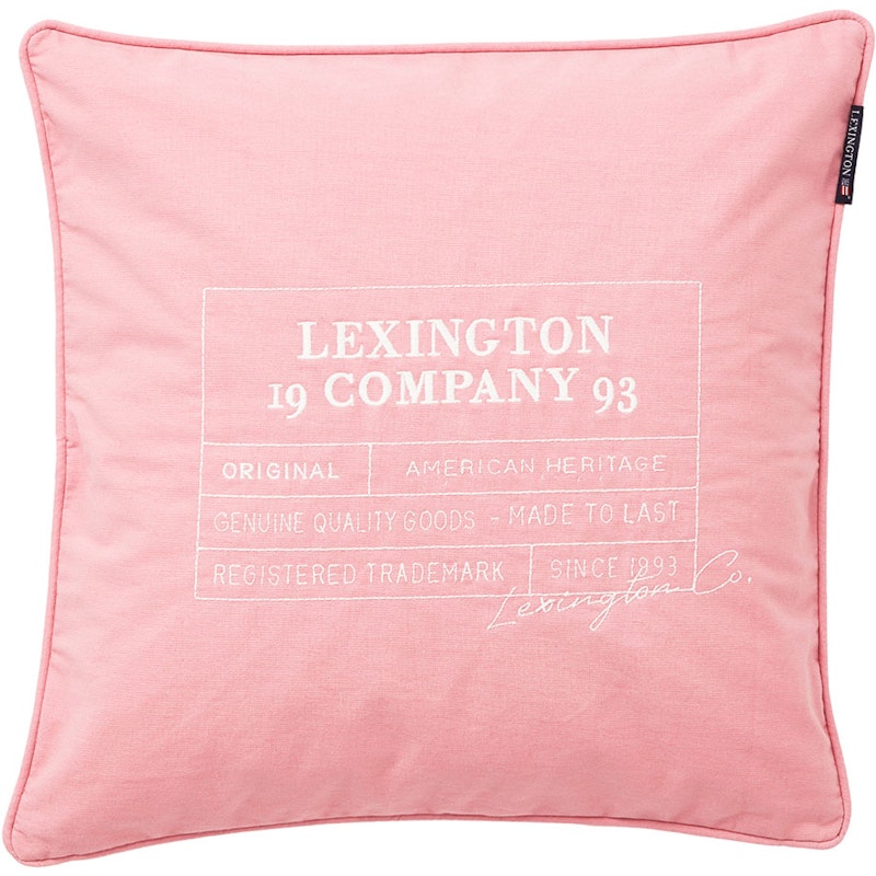 Logo Organic Cotton Canvas Cushion Cover 50x50 cm, White/Pink