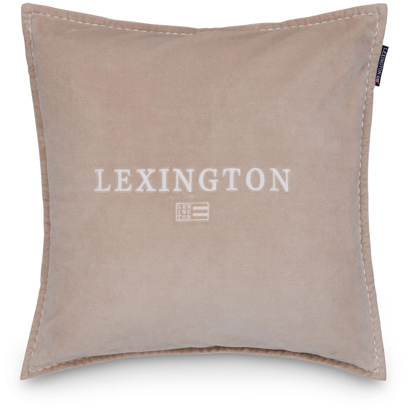 Logo Organic Cotton Velvet Cushion Cover 50x50 cm, White / Beige
