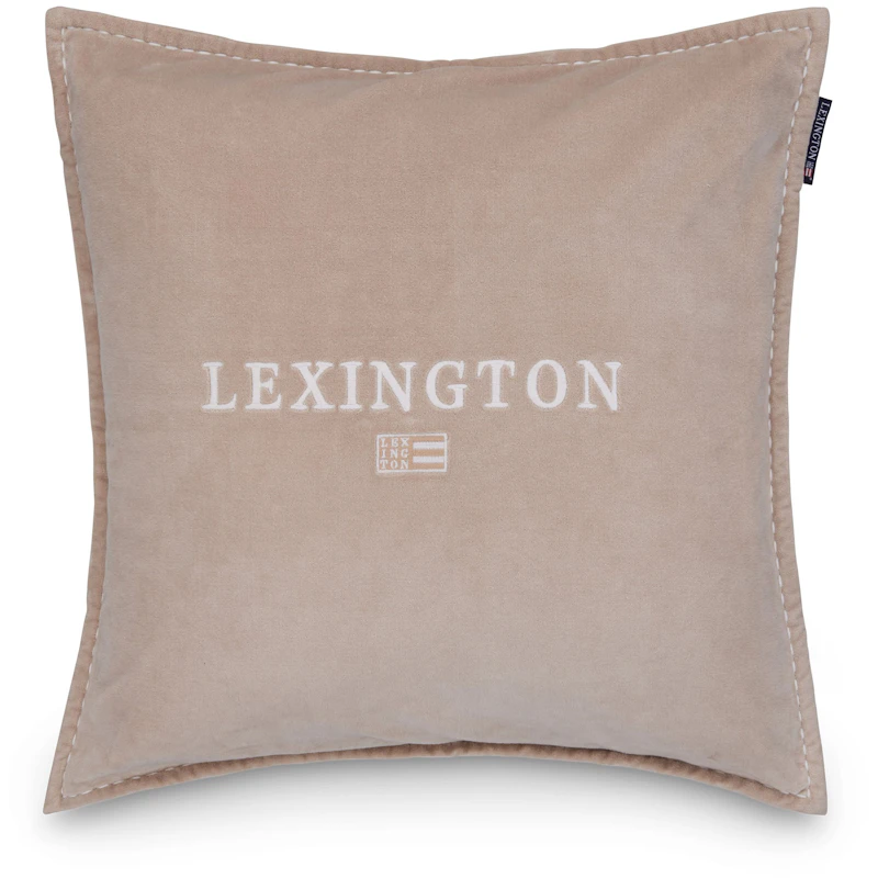 Logo Organic Cotton Velvet Cushion Cover 50x50 cm, White / Beige