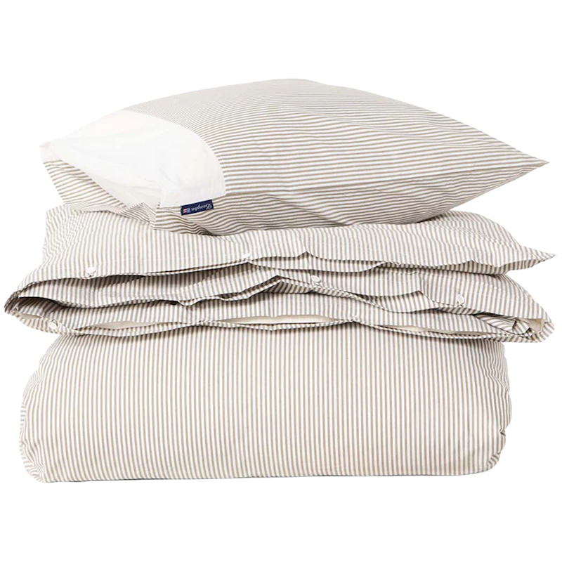 Striped Bed Set 220x220 + 50x60x2 cm, Olive / White
