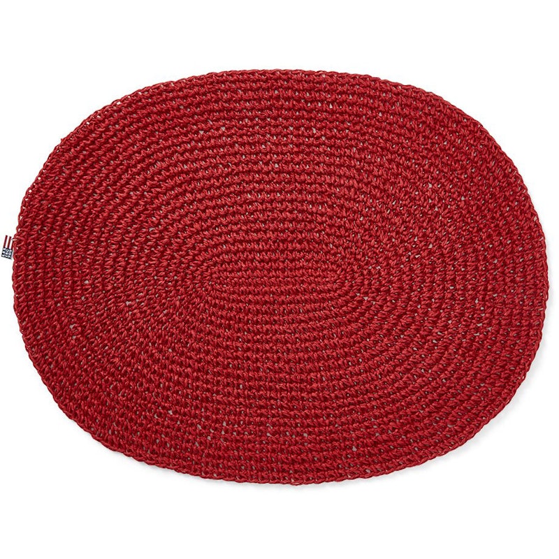 Oval Paper Straw Placemat 35x45 cm, Red