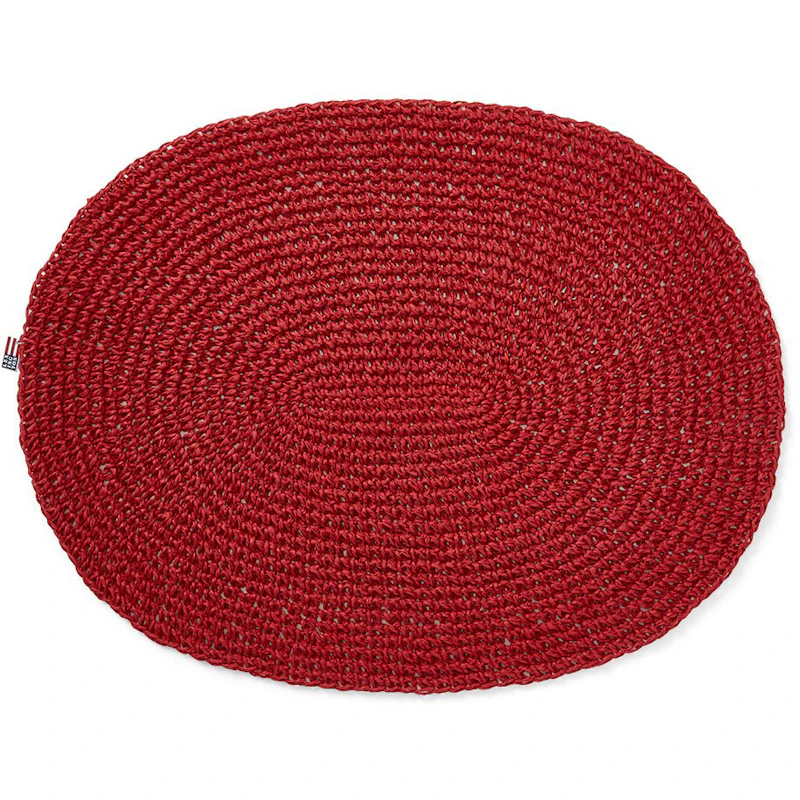 Oval Paper Straw Placemat 35x45 cm, Red