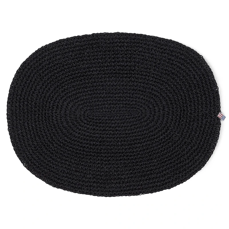 Oval Paper Straw Placemat 35x45 cm, Black