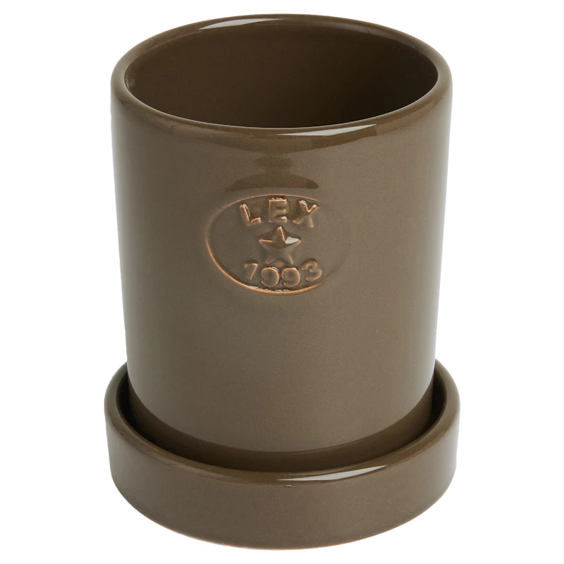 Pot With Saucer H14 cm, Taupe