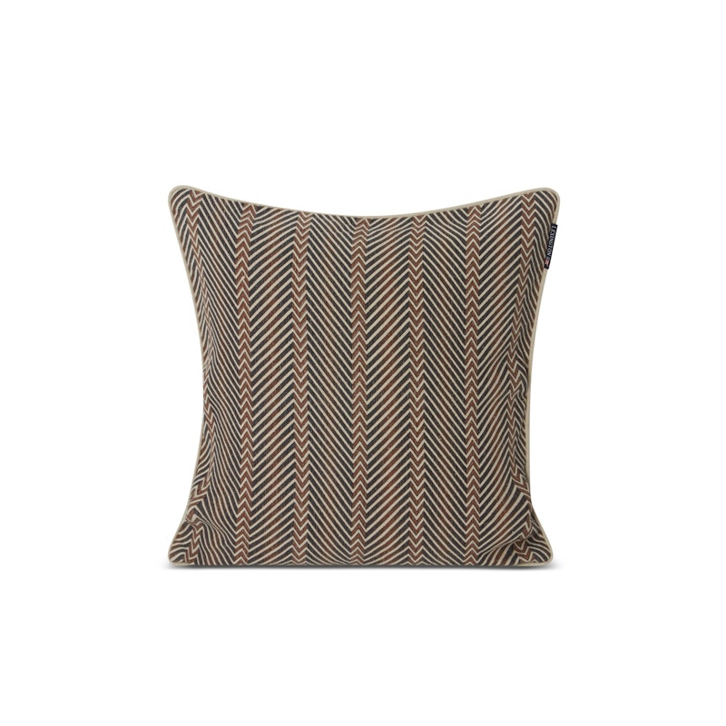 Printed Linen/Cotton Cushion Cover 50x50 cm Brown/Light Beige